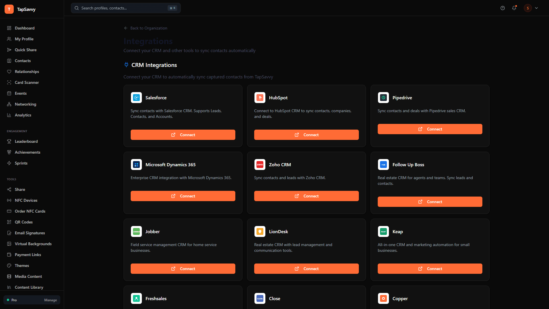 TapSavvy SSO and identity provider configuration with SAML and SCIM settings